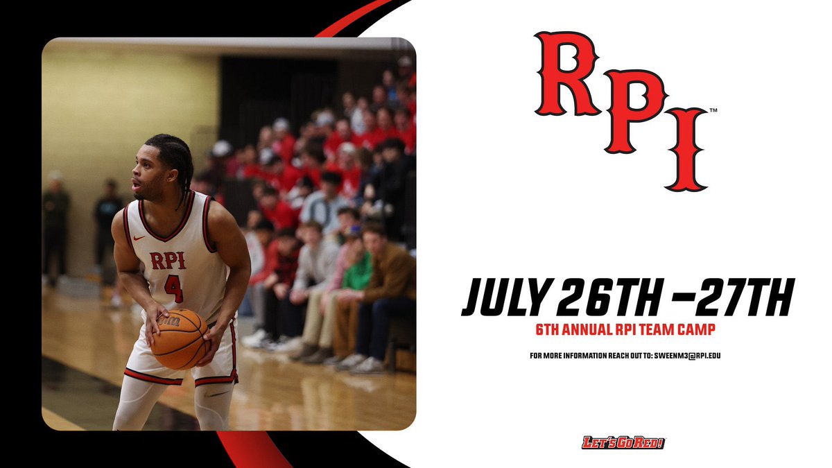 RPI Men's Basketball (@rpi_mbb) on Twitter photo Team Camp is Back!!!
Our 6th Annual RPI Team Camp will take place the weekend of July 26th-27th.
If interested or for more information please reach out to sweenm3@rpi.edu Team Camp is Back!!!
Our 6th Annual RPI Team Camp will take place the weekend of July 26th-27th.
If interested or for more information please reach out to sweenm3@rpi.edu