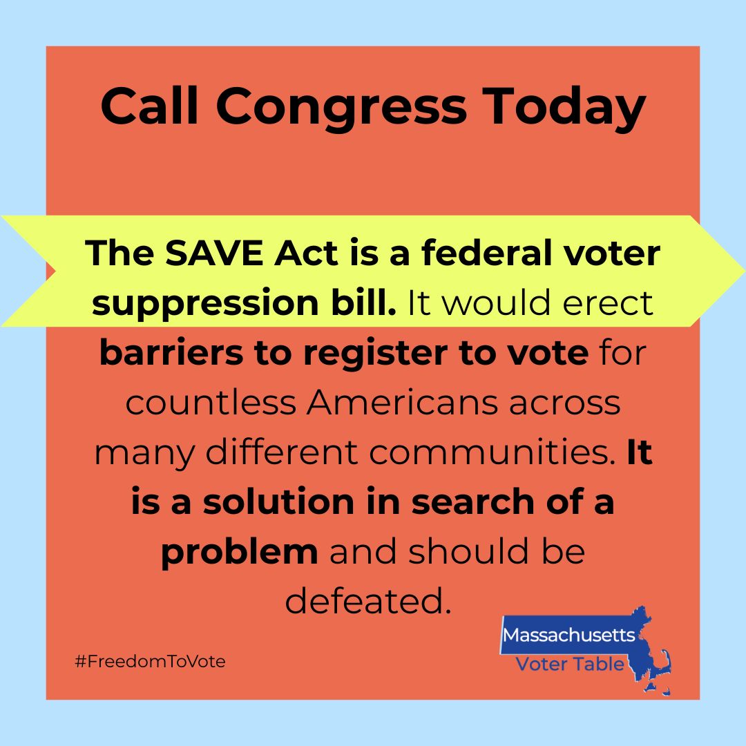 Join us in taking action against SAVE ACT!  The SAVE Act would end voter registration as we know it.  No more online, mail or voter registration drives. We’ve come too far to go back in decades of progress now. Tell Congress to vote NO on SAVE Act.#HandsOffOurVote
#FreedomToVote