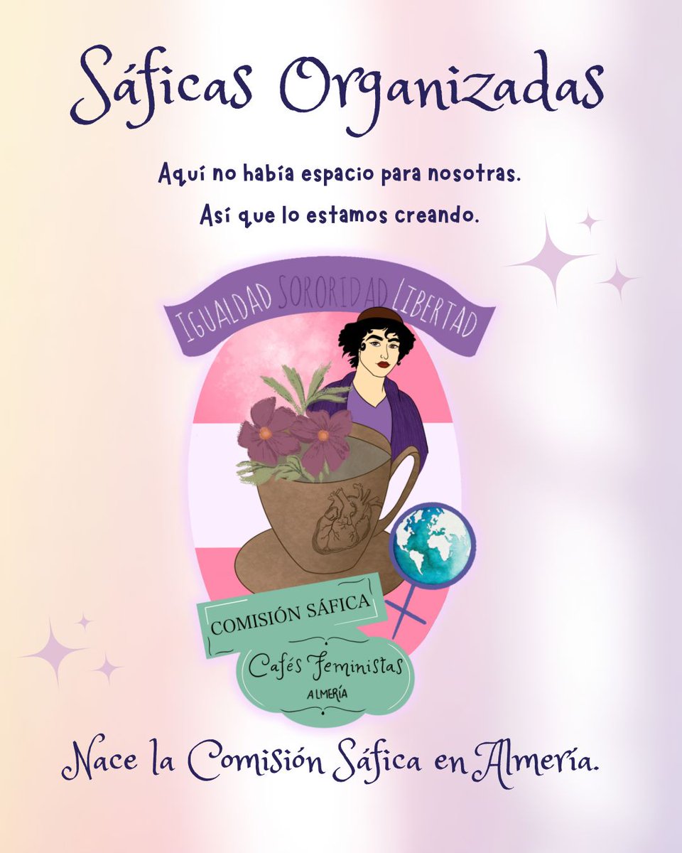 ✨Desde Cafés Feministas Almería con el objetivo de organizar el orgullo crítico de la provincia, estamos preparando acciones por la diversidad LBTI, estamos organizándonos. 

📨 Si te apetece participar escríbenos un MD. 

#ComisiónSáfica #Feministas #LBTI #feminismoandaluz
