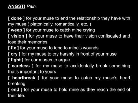 OPEN STARTERS. 

LIKE  for  a  selected  one  𝑶𝑹  comment  the  word  if  you  have  one  in  mind.  

your  muse  is  yours — add  ++  for  the  roles  to  be  reversed ( mariposa becoming the ‘your muse’ in this instance ).
⠀