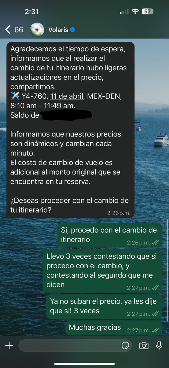 RickyC98's tweet photo. @viajaVolaris llevo 4 horas intentando hacer el cambio de mi vuelo y cada que contesto que quiero proceder con el cambio. Me vuelven a subir el precio y no me hacen el cambio.
Como le hago para cambiar mi vuelo?? https://t.co/RUp3ucT6WL
