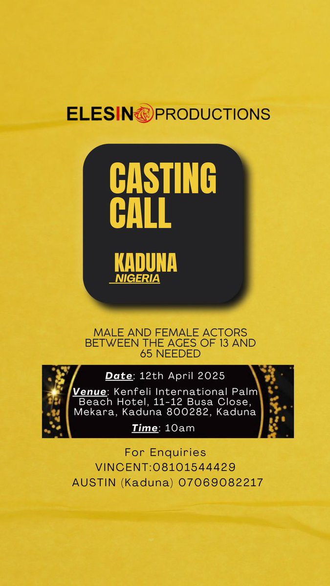 Audition
#Kaduna
#Nigeria 
#HannahNwasor
#Anightwiththequeen
#YellowSlipper
#KemiAdesoye
#AnthonyKehindeJoseph
