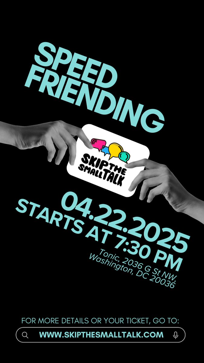 It's like speed friending, but less awkward. Skip the Small Talk hosts monthly events back by psychology research to help folks get closer faster. Bring your friends or meet some new ones! Find out more and get tickets 
skipthesmalltalk.com