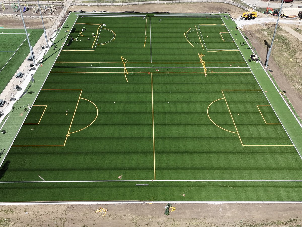 KCMOParks's tweet photo. 9th and Van Brunt Soccer Renovation is almost complete! 
The design includes an additional 195’ x 290’ championship quality synthetic turf field, lighting, locker room, 500-seat bleachers, and scoreboard room. #kcparks #wherekcplays https://t.co/aN3XLapj4h