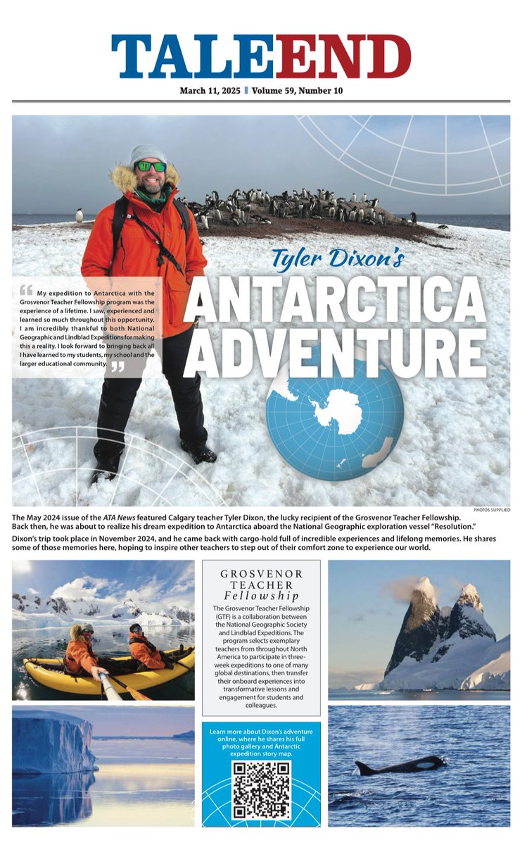 tcdixon3's tweet image. Big thanks to @albertateachers for featuring me in a recent issue of the ATA News! I really appreciate your willingness to share my Grosvenor Teacher Fellowship!

teachers.ab.ca/sites/default/…

#GTF2024 #2024GTF #WhereIExplore #NatGeo #ABed #Antarctica #Education @InsideNatGeo