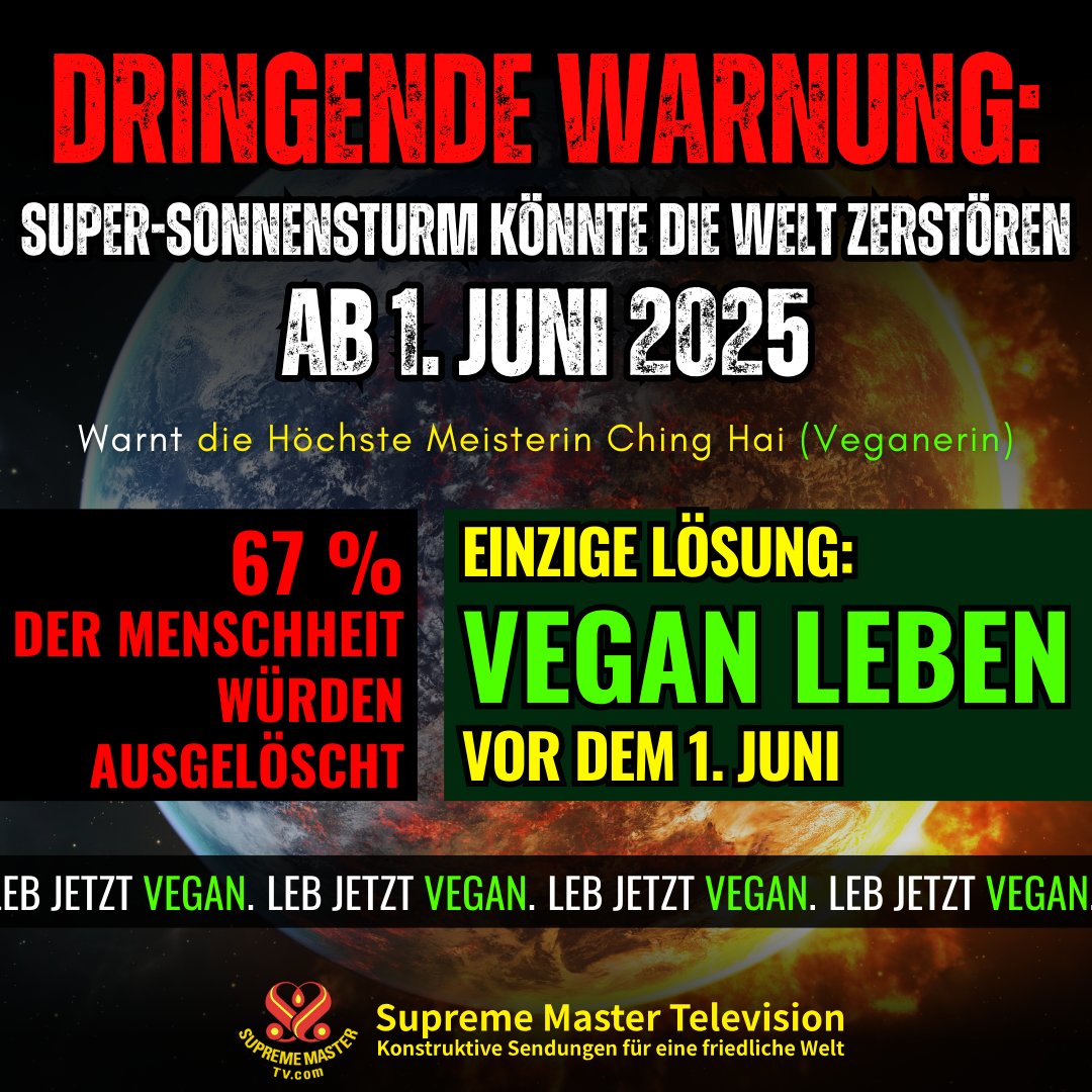 SupremeMasterDE's tweet photo. 🚨 Dringende Maßnahmen erforderlich, um globale Katastrophe abzuwenden🌍

🎞 Videobotschaften der Höchsten Meisterin Ching Hai über dieses Ereignis:

🔗 https://t.co/pPjrCbc2gN
Furcht vor dem Karma der Welt und deren Zerstörung

🔗 https://t.co/mQWaWork5L https://t.co/R9CCvhcMQY