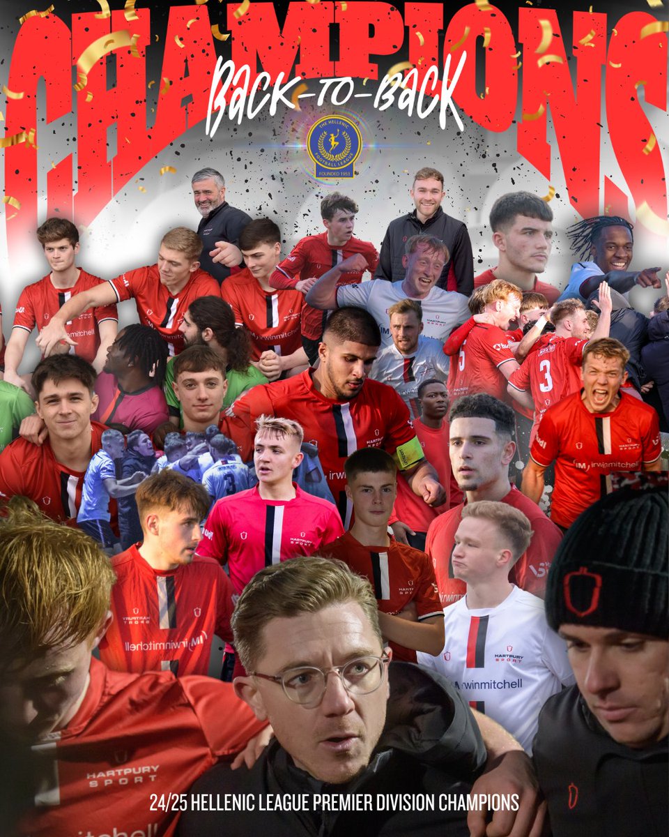 𝗕𝗔𝗖𝗞-𝗧𝗢-𝗕𝗔𝗖𝗞 𝗖𝗛𝗔𝗠𝗣𝗜𝗢𝗡𝗦

After beating Roman Glass 2-0 this evening, Hartpury University FC are crowned champions of the Hellenic League Premier Division! 🏆 

#hartpury