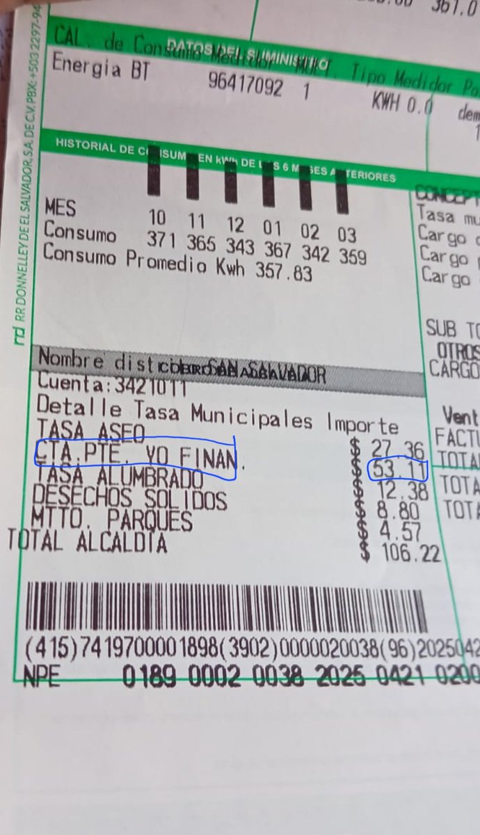 HectorAlas2's tweet photo. @alcaldia_ss @marioduran Buenas tardes, señores de la Alcaldia  de San Salvador.

Tengo una pregunta me podrian decir de que se trata este impuesto si yo todos los meses pago los recibos completo, q7e es lo que tengo pendiente de pago? https://t.co/kATqv1DzZ3