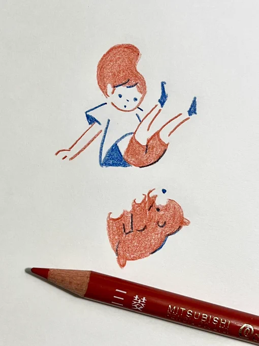 赤青鉛筆で描いています 