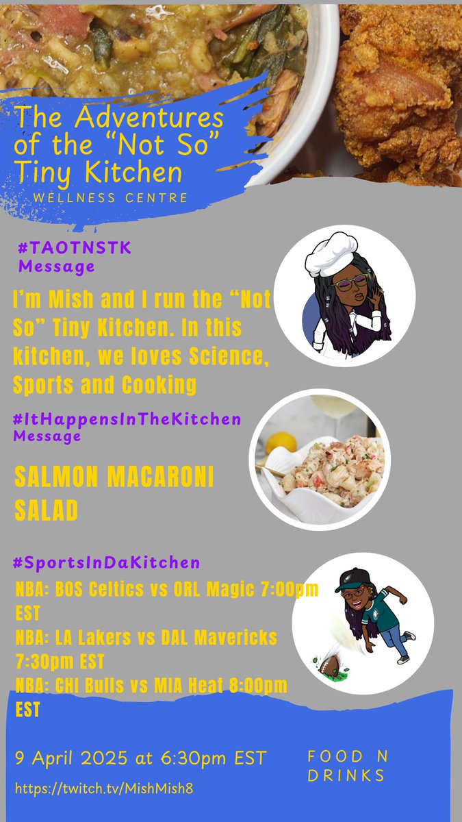 We in the kitchen tonight over on Twitch.tv/MishMish8 at 6:30pm EST. #ItHappensInTheKitchen #TAOTNSTK #Streamer #TwitchStreamer #Twitch #Foodies #FoodLover #Culinary #FoodBlogger #Yummy #Cook #DiscoverPage