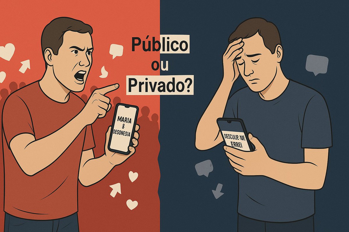 Leandro_N_R's tweet photo. Acusar em Público, Desculpar-se no Privado: Ética e Contradições nas Interações Sociais

Acusar alguém publicamente e, depois, pedir desculpas em privado é uma prática que expõe tensões éticas e sociais profundas. Essa dinâmica, comum em interações sociais – sejam em espaços físicos, como reuniões comunitárias, ou em ambientes virtuais, como redes sociais – levanta questões sobre responsabilidade, autenticidade e coerência. Este texto mergulha no fenômeno com base em teorias filosóficas e sociológicas, analisa suas implicações, avalia os riscos e reflete sobre seguir ou desafiar normas sociais, destacando que o debate vai além de contextos específicos: está na atuação de cada um no mundo.

Ética, Público e Privado

A distinção entre público e privado é essencial para compreender essa prática. Hannah Arendt, em A Condição Humana (1958), define a esfera pública como o espaço onde indivíduos se revelam por meio de ações e palavras, construindo o comum. Acusar em público, para Arendt, é um ato político, pois busca impacto coletivo e visibilidade. No entanto, se a acusação é infundada e o pedido de desculpas é relegado ao privado, o ato público perde legitimidade, minando a confiança na esfera compartilhada. Arendt argumentaria que isso transforma o público em um palco de espetáculo, não de diálogo genuíno – um risco ainda mais evidente em redes sociais, onde a viralização amplifica o alcance das acusações.

Lev Tolstói, em O Reino de Deus Está em Vós (1894), oferece uma perspectiva moral. Inspirado na ética cristã de não-violência, ele enfatiza a coerência entre ações e valores. Acusar publicamente e se retratar em privado seria, para Tolstói, uma hipocrisia: o acusador colhe os benefícios sociais da denúncia, mas evita a vulnerabilidade de uma retratação pública. Ele defenderia que a reparação deve ter a mesma publicidade da acusação, para restaurar a verdade e a integridade moral – um princípio desafiado em ambientes virtuais, onde o privado é um refúgio fácil.

Jürgen Habermas, em A Teoria da Ação Comunicativa (1981), propõe que a comunicação ética deve buscar entendimento mútuo, não manipulação. Acusar em público e se desculpar em privado viola esse princípio: a acusação é um ato comunicativo que exige resposta pública, não uma retratação escondida. Para Habermas, isso distorce o ideal de uma esfera pública baseada no diálogo racional, onde a transparência é essencial para a confiança – uma distorção agravada em redes sociais, onde a velocidade das interações dificulta a reparação pública.

Michel Foucault, em Vigiar e Punir (1975), analisa o poder embutido nas acusações públicas. Ele vê a acusação como um exercício de poder disciplinar, uma forma de controle social que molda comportamentos. Quando feita em público, ela amplifica o impacto, colocando o acusado sob escrutínio coletivo. O pedido de desculpas privado, porém, é uma tentativa de escapar desse mesmo poder, evitando a punição pública que o acusador desencadeou. Foucault diria que isso revela uma assimetria: quem acusa detém o controle; quem é acusado, o ônus – uma dinâmica que, em ambientes virtuais, se intensifica pela facilidade de acusar e a dificuldade de reparar.

Max Weber, em Economia e Sociedade (1922), contribui com sua distinção entre ética da convicção e ética da responsabilidade. A primeira guia ações por princípios; a segunda, por consequências. Acusar em público sem provas pode ser movido por convicção, mas ignorar os efeitos – e se retratar em privado – é uma falha de responsabilidade. Weber enfatizaria que o acusador deve prever o impacto de suas palavras, especialmente em espaços públicos onde o dano pode ser amplificado, como em redes sociais, onde uma acusação pode alcançar milhares em instantes.

Erving Goffman, em A Apresentação do Eu na Vida Cotidiana (1959), usa a metáfora do teatro social para analisar interações. Acusar em público é uma performance no “palco” social, onde o acusador busca validação. O pedido de desculpas privado, por outro lado, acontece nos “bastidores”, longe dos olhares. Para Goffman, essa discrepância mina a autenticidade do ator social, pois a audiência – que testemunhou a acusação – não vê a retratação, criando uma narrativa incompleta. Em redes sociais, essa teatralidade é ainda mais pronunciada, com o público digital como plateia global.

Zygmunt Bauman, em Modernidade Líquida (2000), descreve a fluidez das relações contemporâneas. Em um mundo onde interações são rápidas e efêmeras, acusações públicas ganham força, mas retratações privadas se perdem. Bauman diria que isso reflete a superficialidade das conexões modernas: o público é um megafone para o drama, mas o privado, um refúgio para a covardia. Ele alertaria que, sem coerência, a confiança social se erode – um problema que se agrava em ambientes virtuais, onde a velocidade e o alcance amplificam o desequilíbrio.

Outros pensadores complementam o quadro. Emmanuel Levinas, em Totalidade e Infinito (1961), enfatiza a responsabilidade ética pelo outro. Acusar em público sem provas é, para Levinas, uma violência contra a alteridade, que exige reparação igualmente pública. Já Martha Nussbaum, em Hiding from Humanity (2004), explora as emoções por trás das acusações públicas, como vergonha e indignação. Ela argumenta que, sem um pedido de desculpas público, o acusador perpetua a humilhação do acusado, ignorando a dignidade humana – um efeito potencializado em redes sociais, onde a exposição é massiva.

Acusar e Desculpar-se: Dinâmicas e Contradições

Imagine uma reunião comunitária onde alguém acusa: “João desviou os fundos do projeto!”. A denúncia, feita diante de todos, gera murmúrios e indignação. Dias depois, o acusador procura João em particular: “Desculpe-me, confundi os números”. A acusação pública teve impacto coletivo; o pedido de desculpas, restrito ao privado, não. Essa assimetria é o cerne do problema.

Essa prática acontece muito em ambientes virtuais, especialmente em redes sociais, onde a barreira para acusar é baixa e o alcance, imenso. Um post – “Cuidado com a Maria, ela é desonesta!” – pode alcançar centenas ou milhares de pessoas em minutos. Se o acusador depois envia uma mensagem privada dizendo “Peço perdão, errei”, a retratação não chega ao mesmo público. A acusação molda a percepção coletiva; o pedido de desculpas, escondido, não repara o dano. Em plataformas digitais, a velocidade e a viralização agravam o desequilíbrio: uma acusação pública é amplificada por algoritmos que favorecem conteúdo emocional, enquanto a retratação privada se perde na inbox de um único destinatário. Habermas diria que isso viola a ética comunicativa; Arendt, que transforma o espaço público num circo, não num fórum de diálogo.

A dinâmica não se limita ao digital. Em contextos presenciais, como grupos de amigos ou ambientes de trabalho, o padrão se repete. Em uma reunião de equipe, alguém pode acusar: “Ana não fez sua parte no projeto, é irresponsável!”. A mensagem, ouvida por todos, mancha a reputação de Ana. Se o acusador depois se desculpa em particular, a equipe não é informada, e a narrativa pública permanece distorcida. O mesmo ocorre em comunidades online, como fóruns ou grupos de mensagens, onde acusações públicas circulam amplamente, mas retratações privadas passam despercebidas. Foucault veria nisso uma tática de poder; Bauman, um sintoma da superficialidade relacional.

Vale a Pena Acusar em Público e Desculpar-se no Privado?

Acusar em público pode ter méritos. Se a denúncia é verdadeira e fundamentada, pode expor injustiças, como em casos de abuso ou negligência. Um colega que acusa publicamente um líder de comportamento antiético pode inspirar mudanças. Em redes sociais, uma acusação bem embasada pode mobilizar apoio para causas importantes, como denúncias de assédio. Mas, sem provas ou com intenções duvidosas, o ato é irresponsável. Weber enfatizaria a necessidade de prever consequências; Goffman, a perda de credibilidade do acusador.

Os riscos são significativos, especialmente em ambientes virtuais. Primeiro, o dano à reputação do acusado é difícil de reverter. Uma acusação pública, mesmo falsa, deixa marcas duradouras – em redes sociais, onde o alcance é exponencial, o impacto pode ser devastador. Segundo, o acusador pode enfrentar rejeição social ou até ações legais, dependendo do contexto. Terceiro, há o risco ético: Tolstói diria que a incoerência entre público e privado é imoral; Habermas, que é manipuladora. Por fim, a prática alimenta um ciclo de desconfiança. Como Levinas apontaria, ignorar a responsabilidade pelo outro é uma falha ética; para Nussbaum, perpetua a humilhação – um efeito ainda mais grave em plataformas digitais, onde a exposição é ampliada.

Seguir ou Não as Normas Sociais?

Normas sociais implícitas – como evitar acusações públicas sem provas – promovem harmonia, mas podem limitar a liberdade de expressão. Alguém que teme represálias pode hesitar em denunciar abusos reais, seja em uma reunião presencial ou em uma rede social. Desafiá-las, por outro lado, permite expor verdades incômodas, mas exige responsabilidade. Arendt defenderia que acusações públicas devem ser acompanhadas de retratações públicas, se erradas – um desafio em ambientes virtuais, onde retratações públicas raramente têm o mesmo alcance. Weber pediria que o acusador avalie as consequências antes de falar.

A escolha é prática: uma acusação pública pode gerar impacto imediato, mas, se infundada, o acusador perde credibilidade e fere o outro – um risco maior em redes sociais, onde a viralização é rápida e o dano, amplificado. Uma retratação pública, ainda que difícil, alinha-se à ética de Tolstói e à comunicação de Habermas. Em interações sociais, presenciais ou virtuais, acusar sem provas é fácil; reparar o dano, nem tanto. Seguir normas é seguro; desafiá-las, arriscado, mas potencialmente transformador.

Isso não é só sobre um contexto específico. Reflete como cada um age no mundo. Acusar em público e se desculpar em privado é uma escolha que revela valores: busca-se o impacto ou a verdade? A decisão é de quem fala.

A Escolha que Revela

Acusar em público e pedir desculpas no privado é uma contradição que ilumina falhas éticas e sociais. Revela a fragilidade de um mundo onde o impacto das palavras públicas pesa mais que a coragem de uma reparação à altura. É fácil usar o palco coletivo para apontar dedos, buscando validação ou influência; mais difícil é reconhecer o erro diante da mesma plateia, com a transparência que a verdade exige. Essa prática, tão comum em interações sociais – e ainda mais frequente em ambientes virtuais, como redes sociais, onde a viralização amplifica o desequilíbrio –, mostra como o público pode ser um megafone para o drama, enquanto o privado vira refúgio para evitar consequências. Mas o que se ganha com isso? Um momento de atenção, talvez, à custa de confiança e autenticidade.

O essencial não está no espaço onde se acusa ou se desculpa, mas na coerência de quem o faz. É uma escolha que vai além de normas sociais: reflete quem se é. Acusar sem provas é um ato impulsivo, movido por emoção ou interesse; reparar em público, mesmo que custe caro, é um gesto de responsabilidade e respeito pelo outro. No fim, o peso não está no que os outros veem, mas no que se carrega dentro. Acusar é simples; reparar, um ato de coragem. A decisão, sempre, é de quem fala.