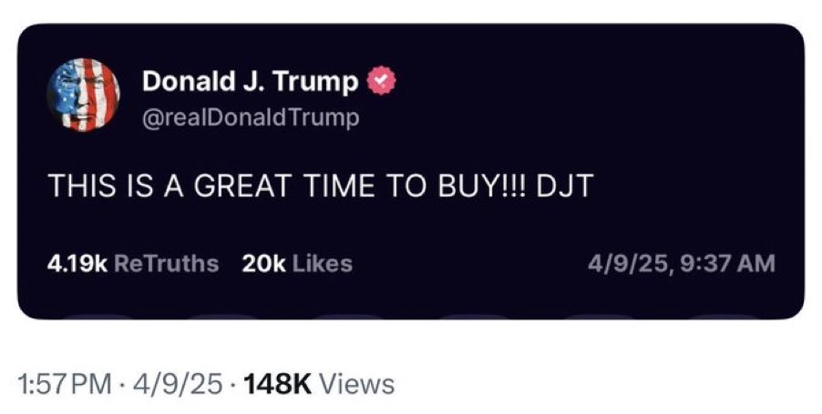 mjfree's tweet photo. Is the president telling his followers to buy stocks in order to manipulate the market? 

Is this legal? https://t.co/jYlYhh8ZYw