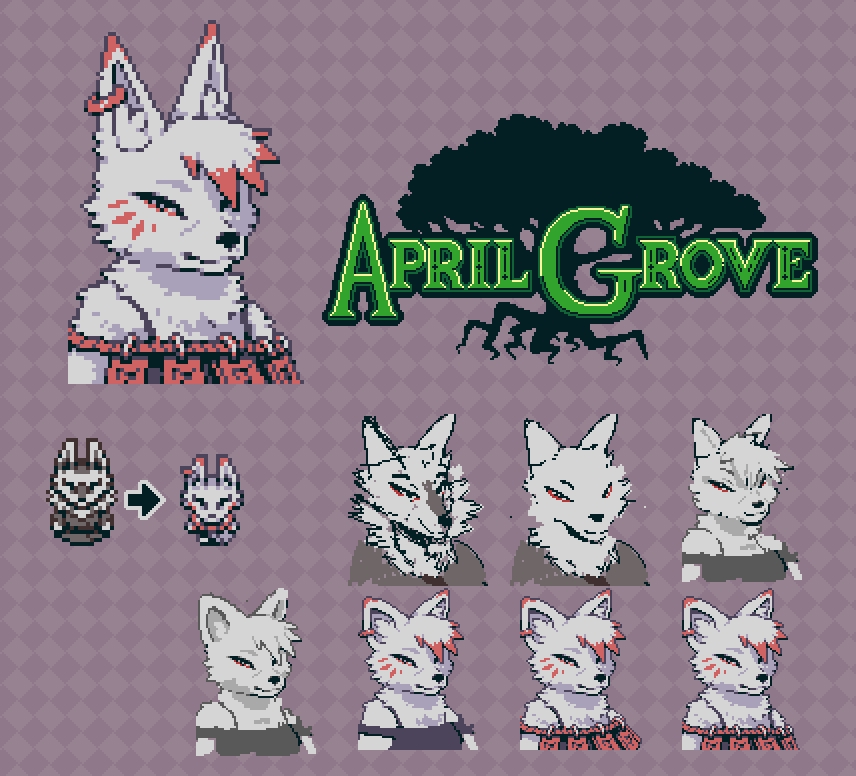 How about this? April Grove has a few animal characters NPCs! Finally, a  break from anime style characters... The initial concept was done by another on the team, @.Rouji525, and I built off of that to better fit the other portraits and sprites we have in the game! #pixelart