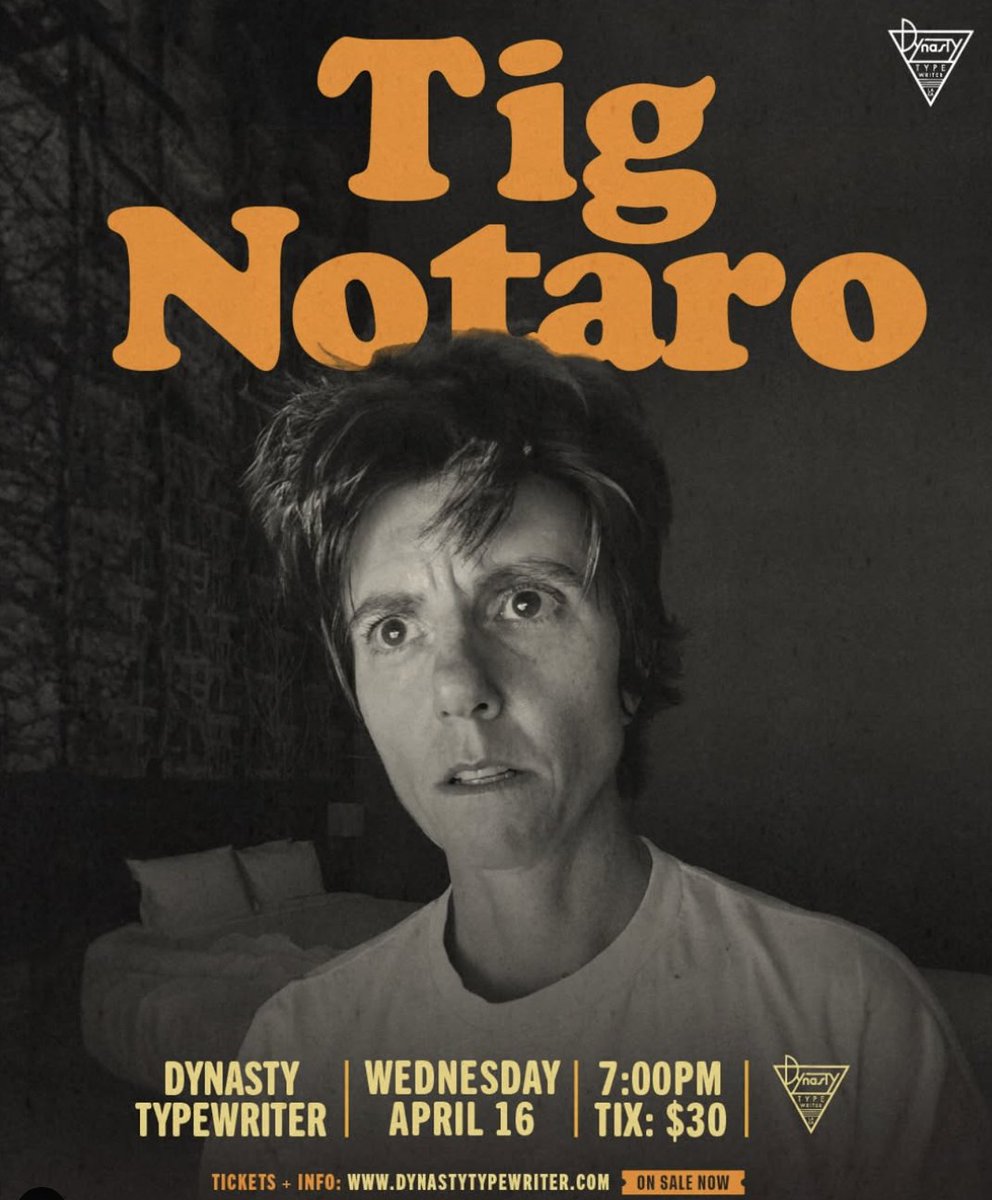 Tig Notaro (@tignotaro) on Twitter photo See you in a week at <a href="/JoinTheDynasty/">Dynasty Typewriter</a>! April 16th, come celebrate filing your taxes (or that you got an extension).
Get tickets here: dynastytypewriter.com/calendar-squad… See you in a week at <a href="/JoinTheDynasty/">Dynasty Typewriter</a>! April 16th, come celebrate filing your taxes (or that you got an extension).
Get tickets here: dynastytypewriter.com/calendar-squad…