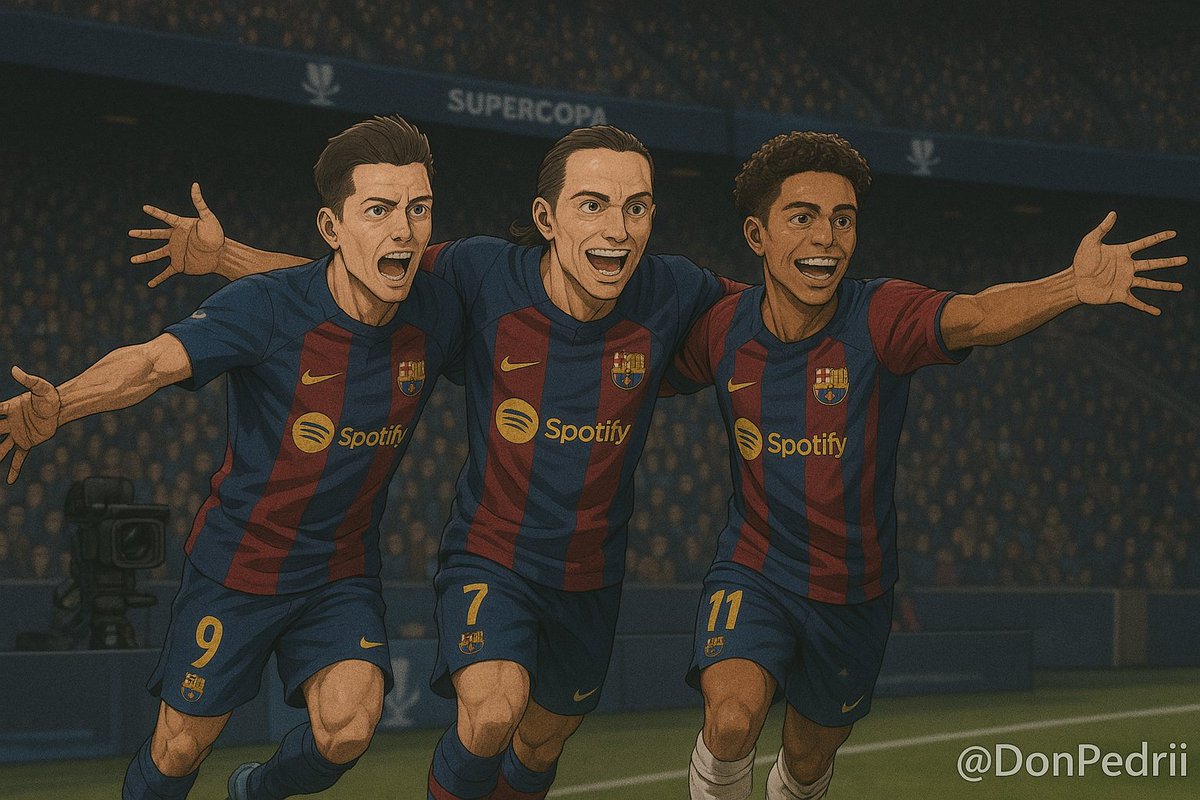 DonPedrii's tweet photo. TRIDENTE DE ORO! Lamine Yamal, Raphinha y Lewandowski arrollaron al Dortmund 4-0 ¡Qué exhibición en Montjuïc #FCBarcelona #BVB #UCL https://t.co/VGllDdOSli