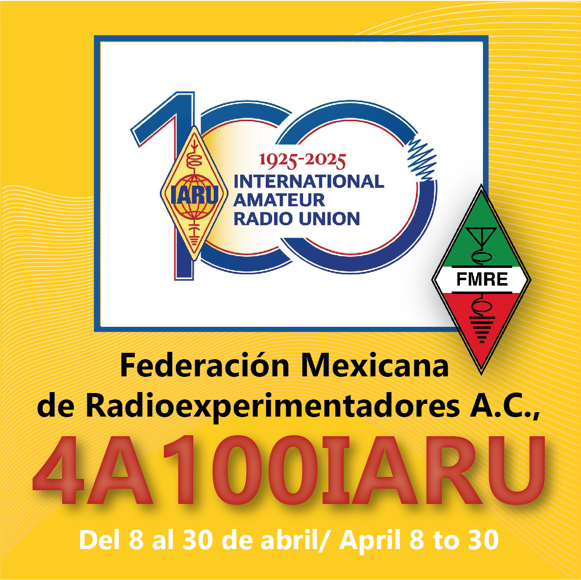 All April long, catch special event call #4A100IARU on satellites 🛰️ to celebrate 100 years of IARU! 
Hunt us down and we dare you to work those QSOs for the award qrz.com/db/4A100IARU 
(If you can copy that long special callsign! 😀)
73!
<a href="/XE1BJ_HEBER/">Heber XE1BJ</a> 
<a href="/xe1ET_Candy/">𝕩𝕖𝟙𝔼𝕋 ℂ𝕒𝕟𝕕𝕪 𝕋𝕫𝕦𝕜𝕚𝕟𝕠</a>  🍬