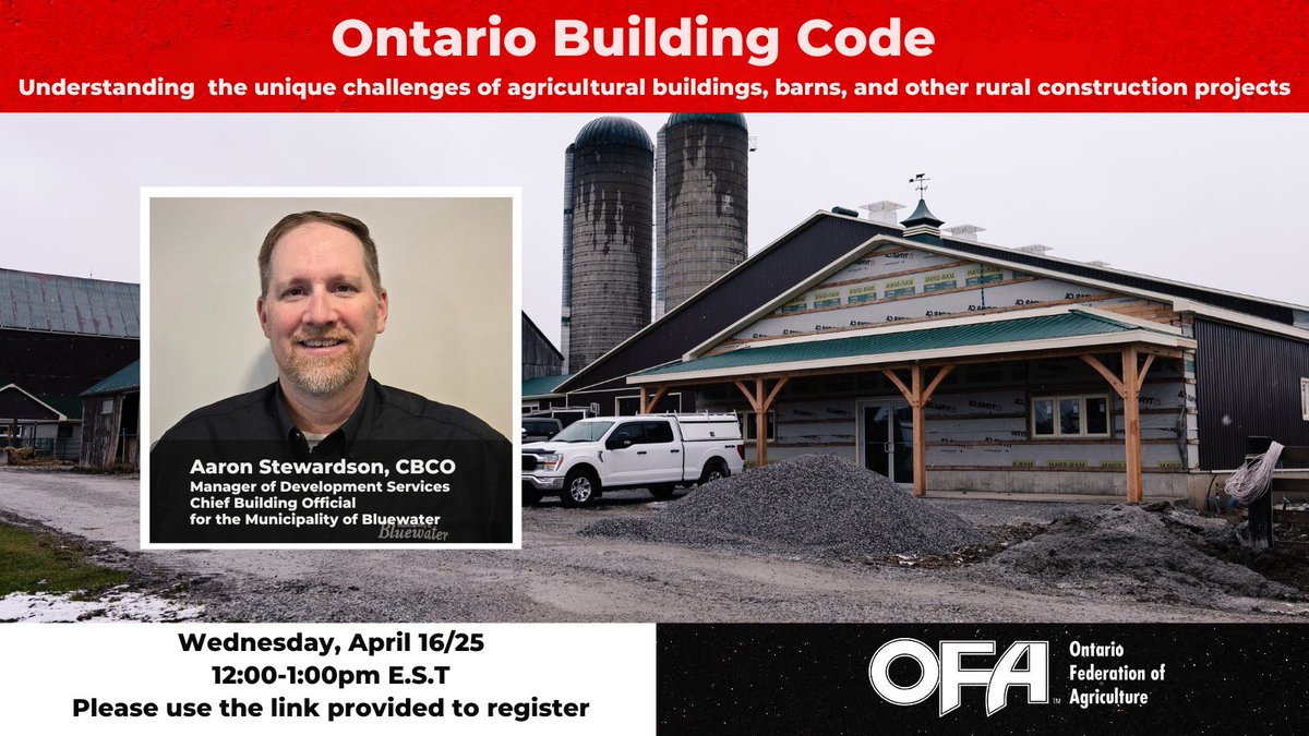 OFA is excited to host a virtual lunch n’ learn on Apr. 16 from 12 p.m. to 1 p.m. featuring Aaron Stewardson, a building official with over 20 years of experience in municipal government.  

During this virtual session, Aaron will share his extensive knowledge in rural and