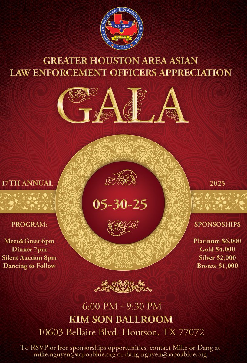 This is an annual event honoring law enforcement officers &amp; their families. We will also offer scholarships to children of law enforcement officers. 

Individuals, businesses, &amp; corporations are encouraged to sponsor this event. 

Please contact us for more details.
