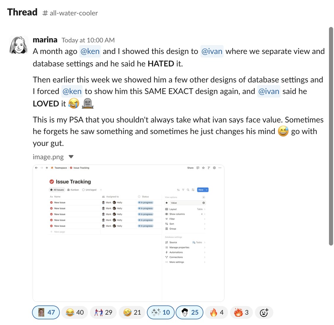 akothari's tweet image. Your company culture’s thriving if your team can lovingly roast the CEO in a public Slack channel—and the CEO adds a laughing emoji 😂