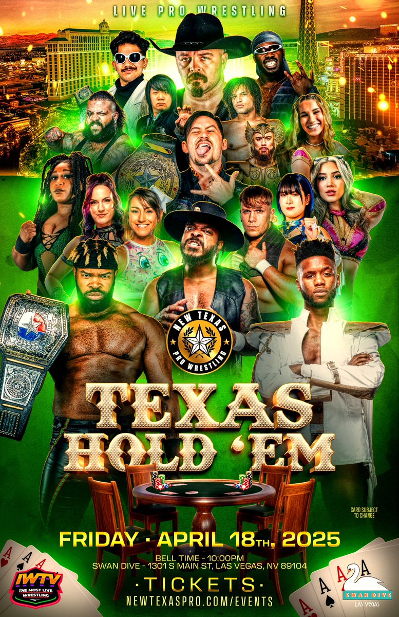 New Texas Pro Wrestling (@newtexaspw) on Twitter photo ❗️OFFICIAL POSTER RELEASE❗️
NEW TEXAS PRO WRESTLING debuts in Las Vegas NEXT FRIDAY for Texas Hold ‘Em where the very best from the state of Texas battle the very best from around the world as part of the Shooting Star Fest hosted by our friends <a href="/PrideStylePro/">PrideStyle 🖤 Inclusive Pro Wrestling</a>
We promise you ❗️OFFICIAL POSTER RELEASE❗️
NEW TEXAS PRO WRESTLING debuts in Las Vegas NEXT FRIDAY for Texas Hold ‘Em where the very best from the state of Texas battle the very best from around the world as part of the Shooting Star Fest hosted by our friends <a href="/PrideStylePro/">PrideStyle 🖤 Inclusive Pro Wrestling</a>
We promise you