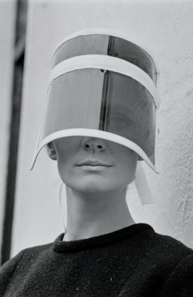 Caroline Dalgety models the Easter Millinery Collection of hat designer Simone Mirman, April 1966