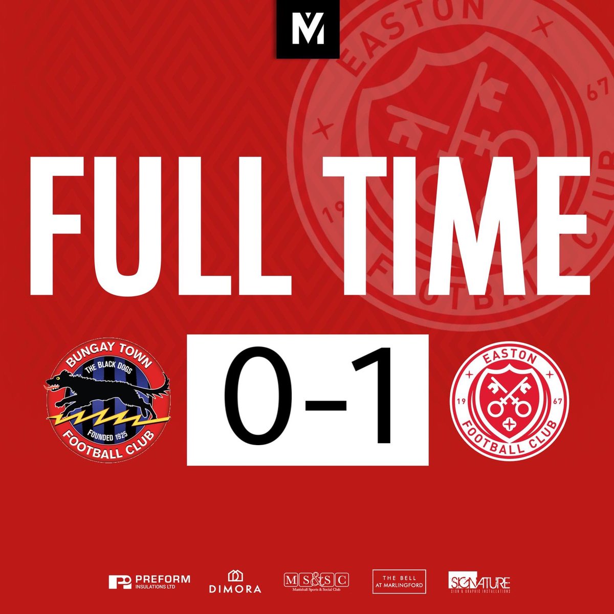 A scrappy 1-0 win is always nice. Tough pitch and a hard working Bungay side but we leave with 3 points after Al struck midway through the first half. Possibly could have been added to late in the game but a wins a win. Martyn win a MoM performance in midfield. ❤️🖤