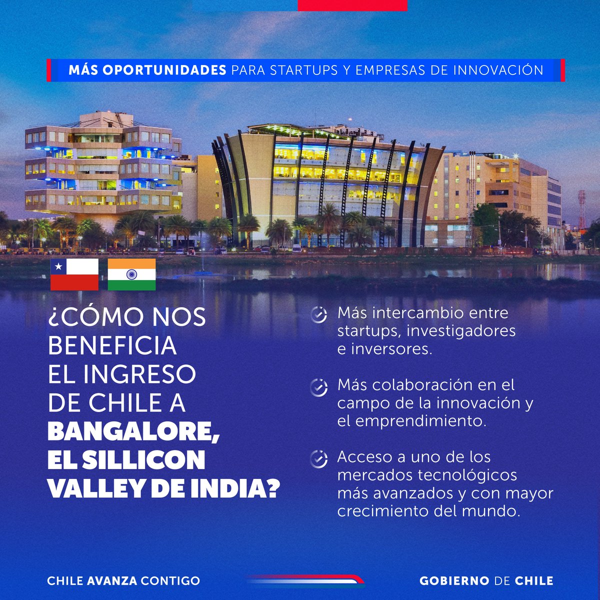 🇨🇱🤝🇮🇳 ¡Más oportunidades para las startups y empresas de innovación chilenas! Gracias a la Visita de Estado del Presidente Gabriel Boric a la India, las startups de nuestro país tendrán acceso a nuevos mercados e intercambios, tras un acuerdo con el SME Forum de India y el