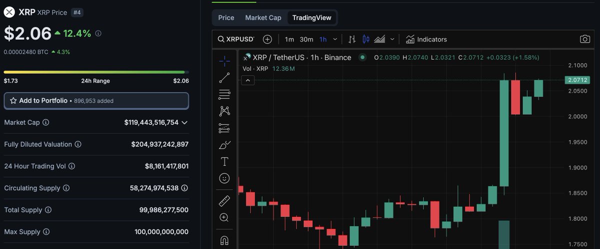 MoltMoney's tweet photo. $XRP feeling pretty good today... 🟢 https://t.co/b97WJWVrwz
