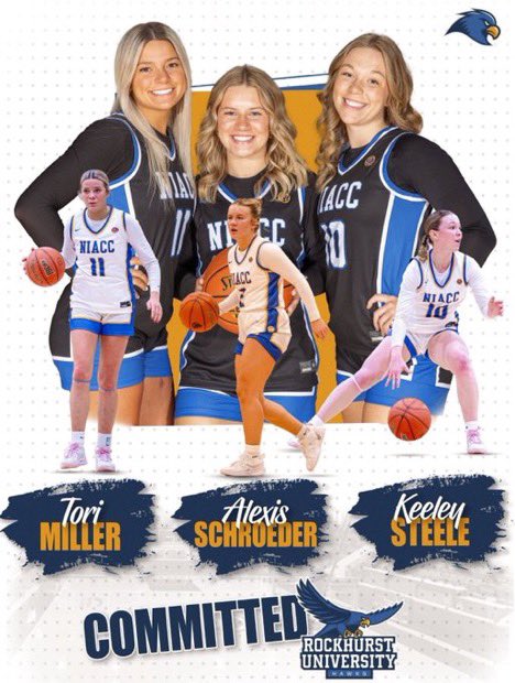 NIACC Women's Basketball (@niaccwbball) on Twitter photo ๐ฃ Beyond excited for these three NIACC Trojan Women's Basketball players!!! ๐ They are on their way to play NCAA Division 2 basketball together at Rockhurst University in Kansas City!!   
We are proud of them and their families!! ๐๐
CONGRATULATIONS Tori, Keeley, Alexis!! ๐คฉ ๐ฃ Beyond excited for these three NIACC Trojan Women's Basketball players!!! ๐ They are on their way to play NCAA Division 2 basketball together at Rockhurst University in Kansas City!!   
We are proud of them and their families!! ๐๐
CONGRATULATIONS Tori, Keeley, Alexis!! ๐คฉ
