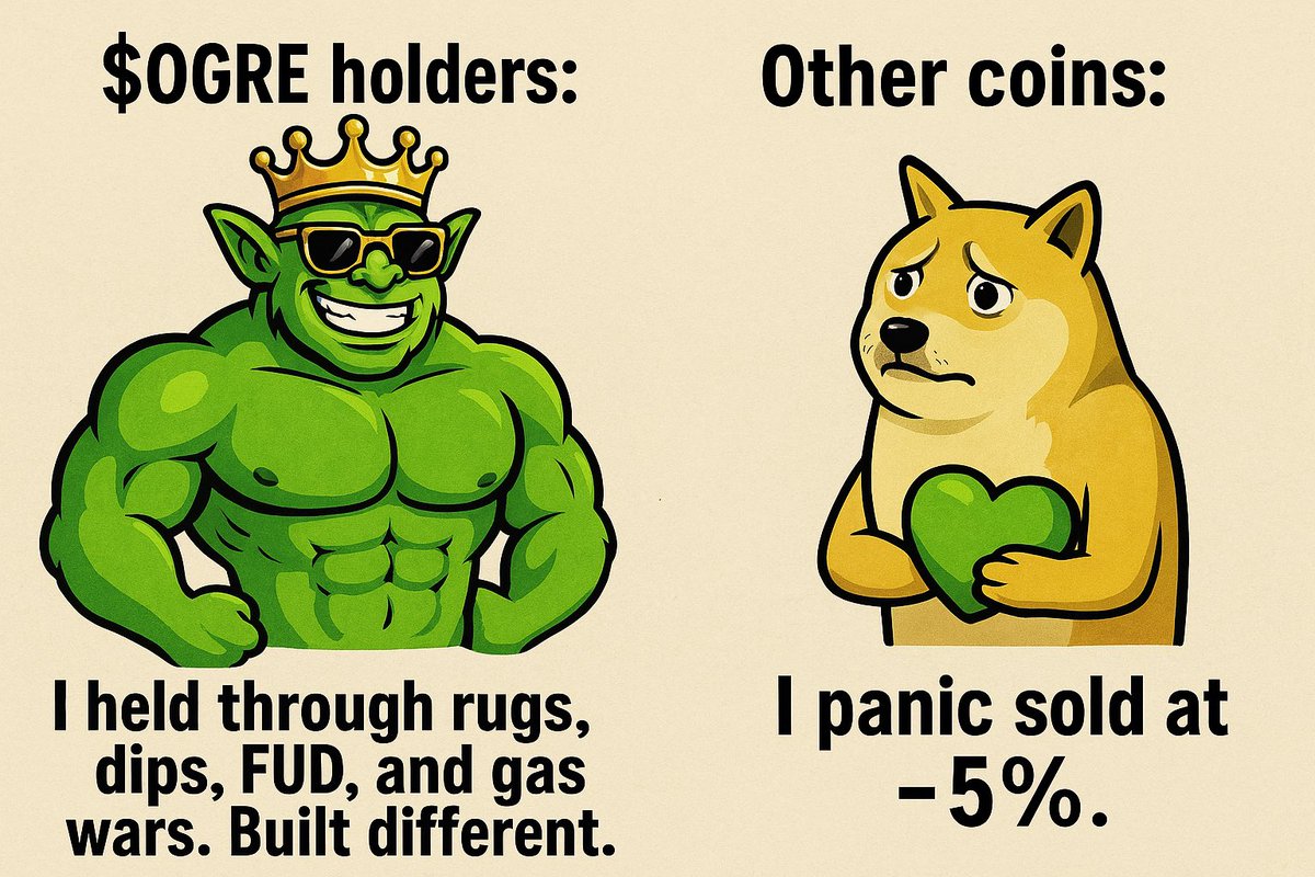 wsk_gifts's tweet photo. ๐ $OGRE holders be like:
โRugs? Dips? FUD? I eat that for breakfast.โ ๐
Meanwhile other coins crying at -5%๐ญ
๐ง Ogres donโt just hold โ they dominate. ๐ฏ
๐ฌ Join TG: https://t.co/OXDYRcGZ1W
#OGRE #MemeCoin #BuffCoin #ToTheMoon #CryptoChads #Solana #SolanaAirdrop #pump $pump https://t.co/vX1AyIe0c2