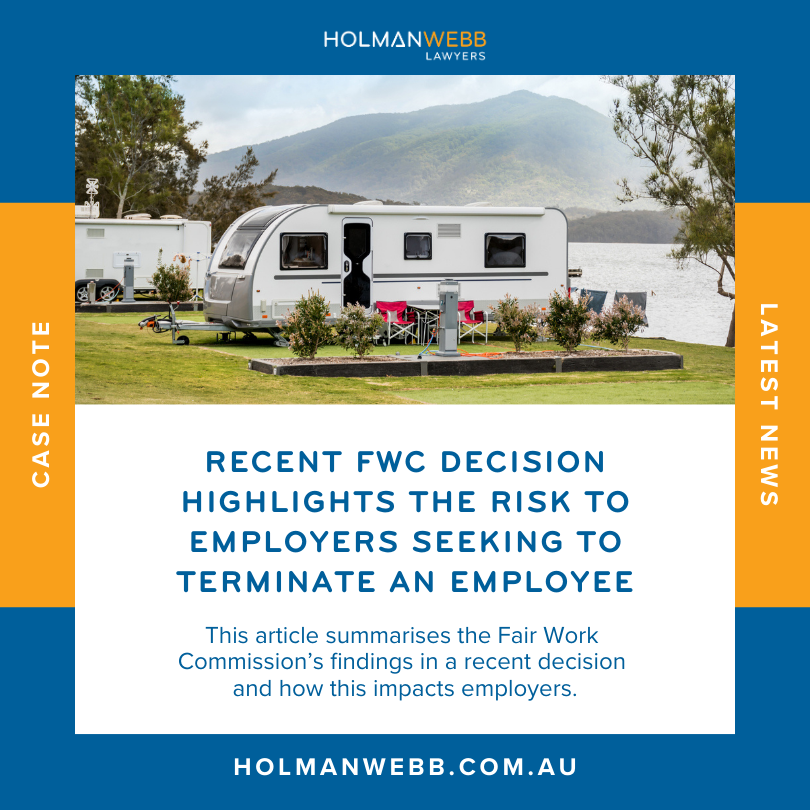 In our latest article, Robin Young and James Hooke summarise the Fair Work Commission's findings in a recent decision and how this impacts employers. Read the article here: holmanwebb.com.au/blog/842/is-an…