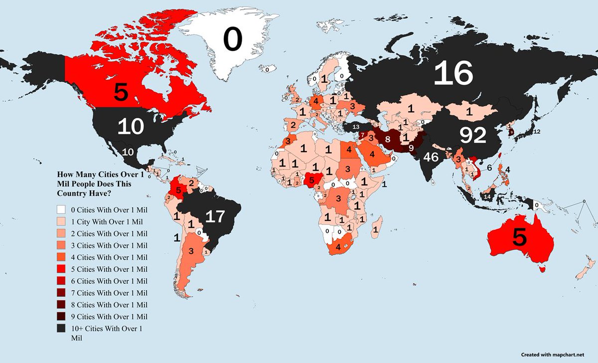 BrilliantMaps's tweet image. How Many Cities Over 1 Million People Does Each Country Have?

Sort of crazy that Canada and Australia have more than the UK. Or that Russia has more than the US. 

Full list: brilliantmaps.com/cities-over-1-…