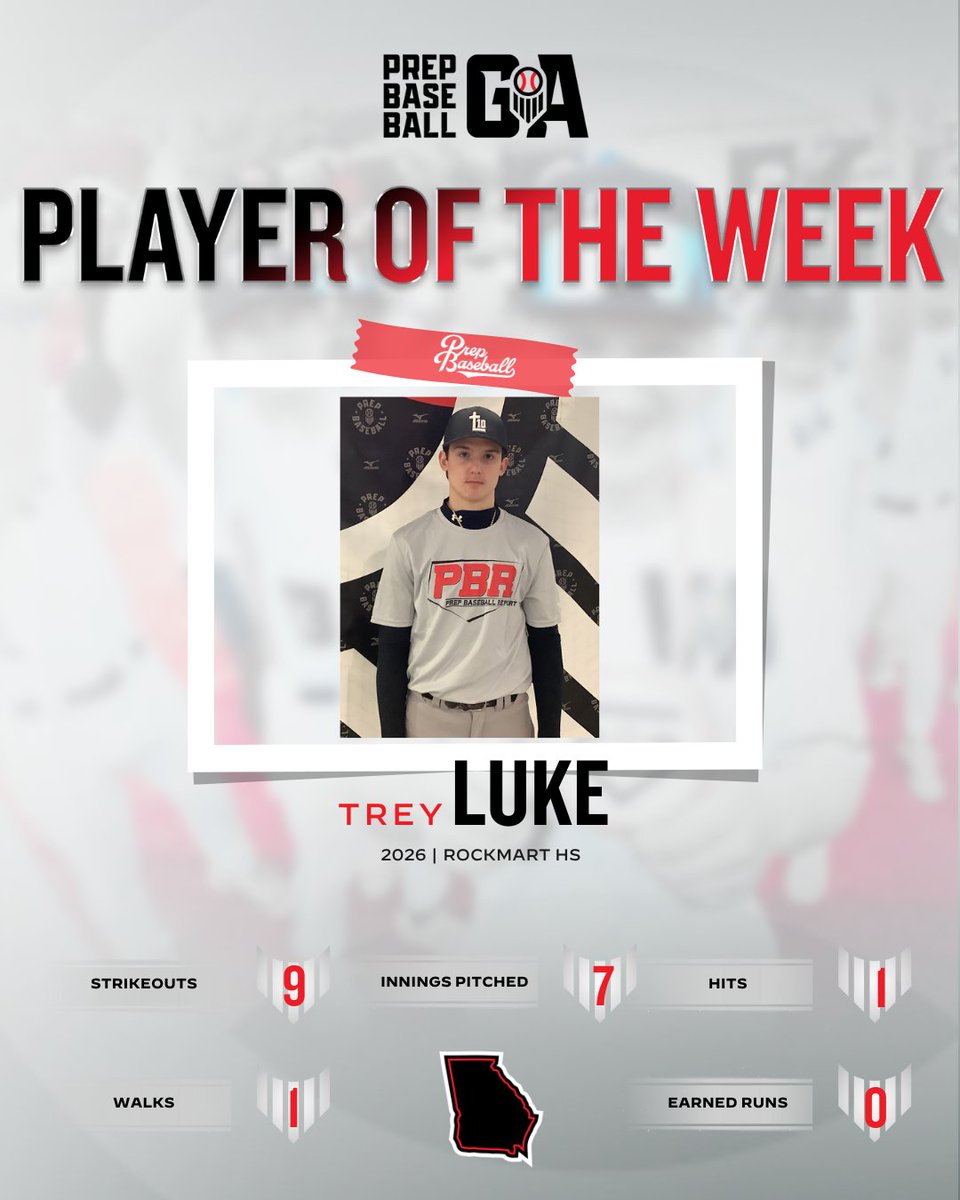 Prep Baseball Georgia (@prepbaseballga) on Twitter photo ππ«ππ© πππ¬ππππ₯π₯ πππ¨π«π π’π: ππ₯ππ²ππ« π¨π ππ‘π ππππ€ π
ππππ€ π
πΊ<a href="/trey10luke/">Trey Luke</a> tossed a 7 inning shutout with 9 strikeouts
πΊ<a href="/isaiah_galason/">Isaiah Galason</a> tallied 8 hits + a π£ against some tough competition.
π loom.ly/yqbuUco ππ«ππ© πππ¬ππππ₯π₯ πππ¨π«π π’π: ππ₯ππ²ππ« π¨π ππ‘π ππππ€ π
ππππ€ π
πΊ<a href="/trey10luke/">Trey Luke</a> tossed a 7 inning shutout with 9 strikeouts
πΊ<a href="/isaiah_galason/">Isaiah Galason</a> tallied 8 hits + a π£ against some tough competition.
π loom.ly/yqbuUco
