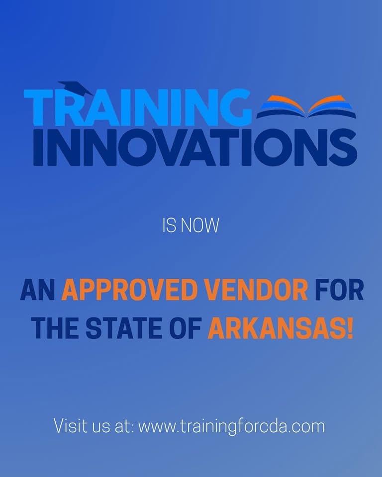 🎉 Big News! 🎉
We are excited to announce that Training Innovations has officially become an approved vendor for the state of Arkansas. 

trainingforcda.com 

#TrainingInnovations #NewBeginnings #ArkansasApprovedVendor #SmallBusinessSuccess #Grateful #ECELeader #CDA