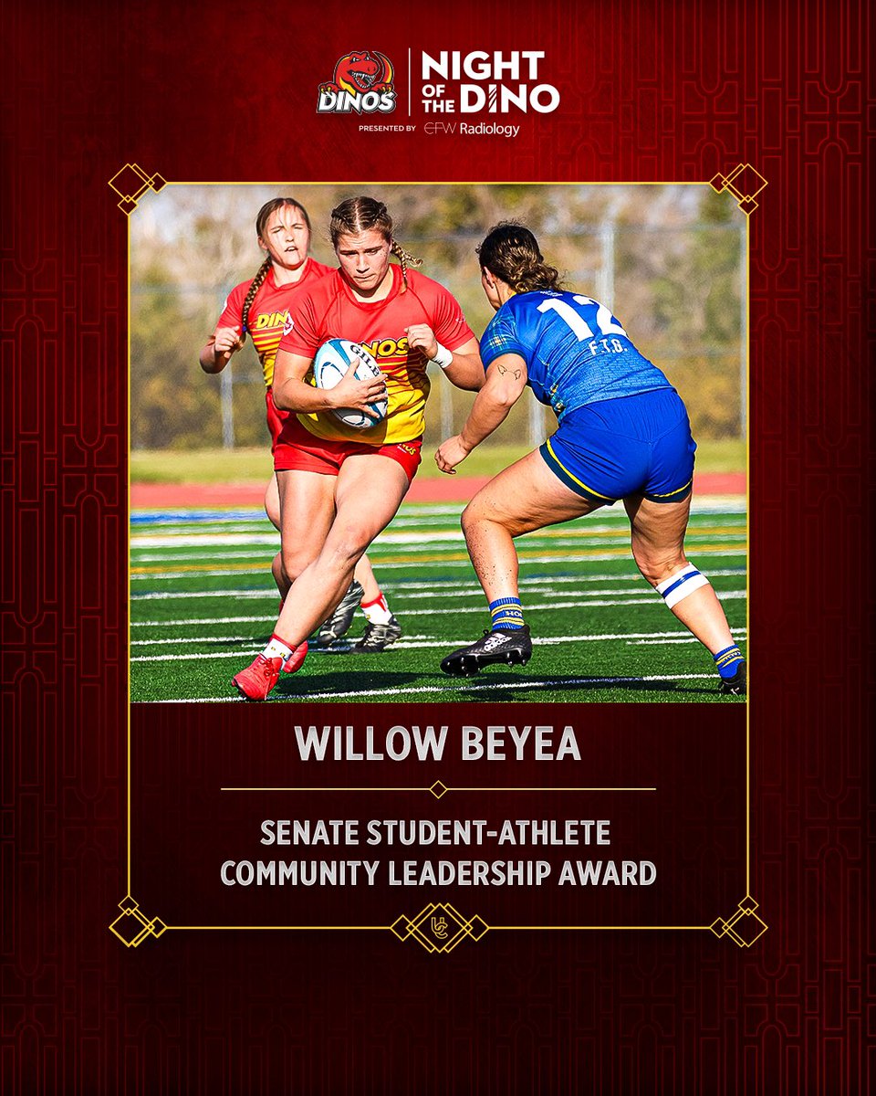 UCalgary Dinos (@ucdinos) on Twitter photo The Senate Student-Athlete Community Leadership Award goes to Willow Beyea of <a href="/DinosWRUG/">UCalgary Dinos Women's Rugby ๐</a>! ๐
#GoDinos #NOTD The Senate Student-Athlete Community Leadership Award goes to Willow Beyea of <a href="/DinosWRUG/">UCalgary Dinos Women's Rugby ๐</a>! ๐
#GoDinos #NOTD