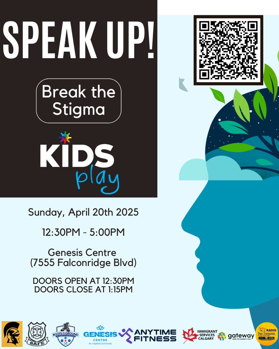 🧠 <a href="/ISCyyc/">Immigrant Services Calgary</a> and <a href="/GatewayConnects/">Gateway Connects</a> is proud to support our partners @KidsPlayfoundationcalgary for Speak Up! Break the Stigma – a powerful mental health conference on April 20 in Calgary. 💚🎟️ Register now: eventbrite.com/e/speak-up-bre…
 #MentalHealthMatters #YYCEvents #BreakTheStigma