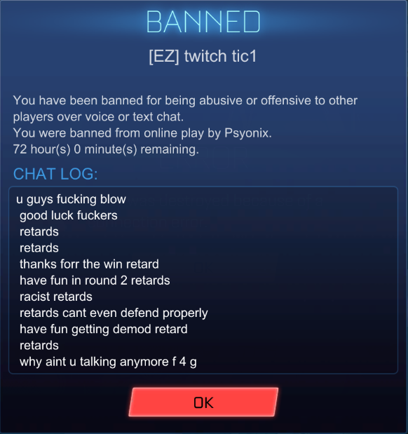 dvstic's tweet photo. DUDE WHAT THE FUCK @PsyonixStudios WHAT DID I GET BANNED FOR????????????

72 FUCKING HOURS WITHOUT ROCKET LEAGUE??????? https://t.co/RndiaoI3dT