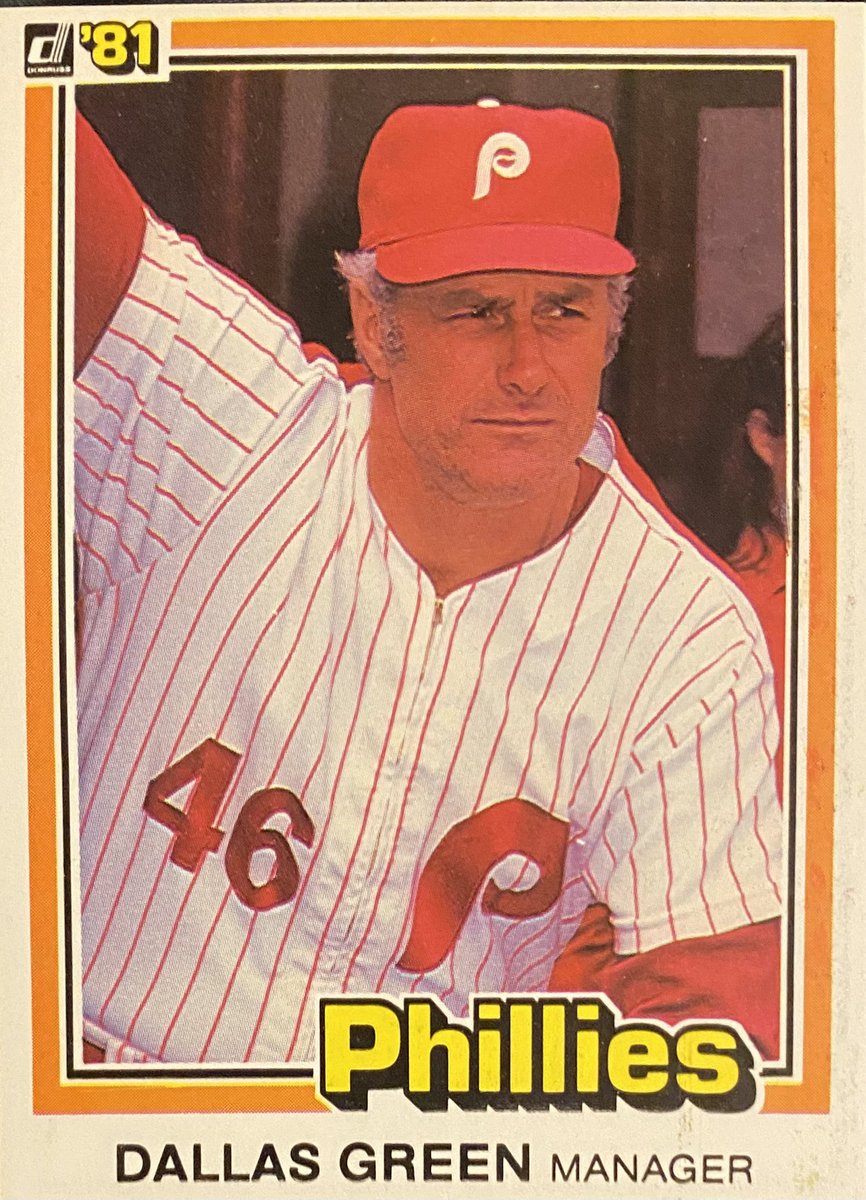 Shea_Forever's tweet image. DALLAS GREEN—1981 Donruss ❤️🤍 #DallasGreen #Phillies #RingTheBell
