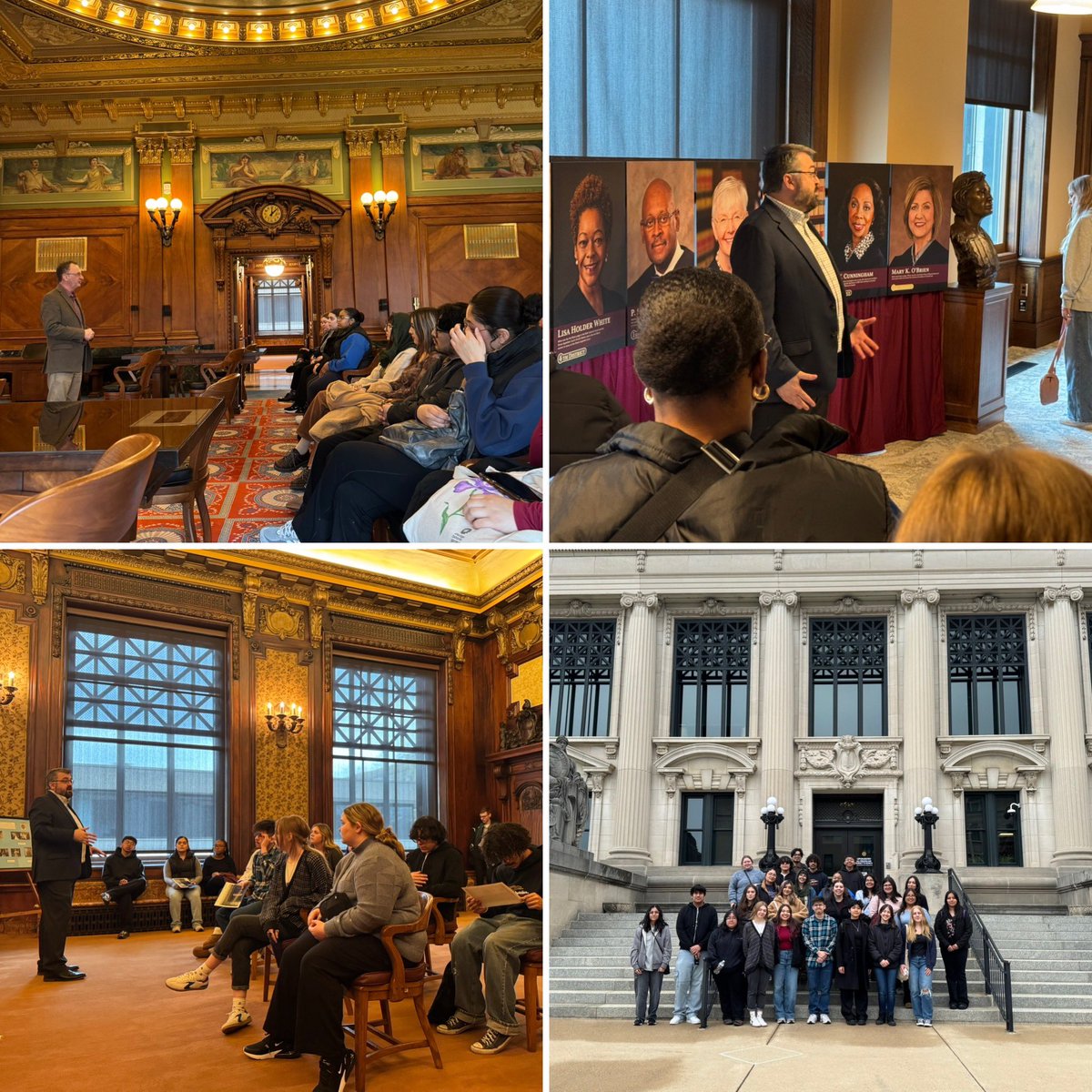 JCHS_Luang's tweet photo. Thanks JTHS Foundation for supporting JT West &amp; Central Rho Kappa’s annual Springfield trip. We visited the state capitol, IL Supreme Court, Lincoln’s Museum, &amp; Lincoln’s Tomb.  Highlight of the trip was the tour of the IL Supreme Court building with two awesome state historians. https://t.co/0Fhpft3ZFJ
