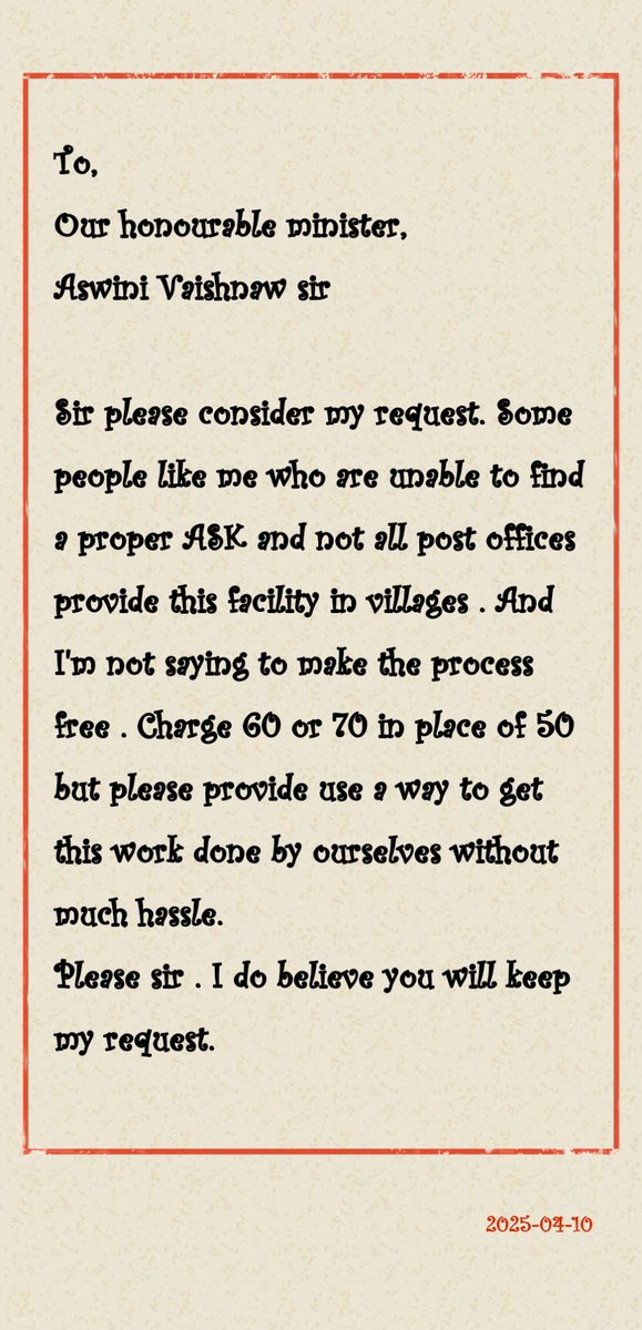 Ra64746294's tweet photo. @AshwiniVaishnaw 
Respected sir,
I heared a new Aadhaar app is coming. Please avail an option to get our mobile number linked or changed with aadhaar through this apps face authentication . It would be very helpful. Am online process should be available . https://t.co/FgRavceVsZ