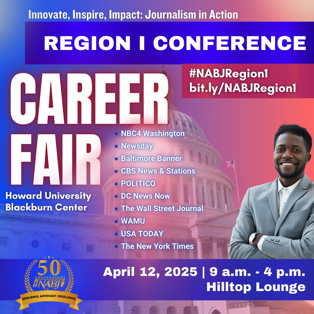 #NABJ Headquarters βπΎποΈποΈπ» π· π₯ π π (@nabj) on Twitter photo ποΈ Bring your resumeπ& your A-game to the #NABJRegion1 Conference Career Fair! Meet recruiters from <a href="/nbcwashington/">NBC4 Washington</a>, <a href="/Newsday/">Newsday</a>, <a href="/BaltimoreBanner/">The Baltimore Banner</a>, <a href="/CBSNews/">CBS News</a>, @POLITICO, <a href="/DCNewsNow/">DC News Now</a>, <a href="/WSJ/">The Wall Street Journal</a>, <a href="/wamu885/">WAMU 88.5</a>, <a href="/USATODAY/">USA TODAY</a> + <a href="/nytimes/">The New York Times</a>!πMeet us at <a href="/HowardU/">Howard University</a>. Register onsite. βΉοΈbit.ly/NABJRegion1 ποΈ Bring your resumeπ& your A-game to the #NABJRegion1 Conference Career Fair! Meet recruiters from <a href="/nbcwashington/">NBC4 Washington</a>, <a href="/Newsday/">Newsday</a>, <a href="/BaltimoreBanner/">The Baltimore Banner</a>, <a href="/CBSNews/">CBS News</a>, @POLITICO, <a href="/DCNewsNow/">DC News Now</a>, <a href="/WSJ/">The Wall Street Journal</a>, <a href="/wamu885/">WAMU 88.5</a>, <a href="/USATODAY/">USA TODAY</a> + <a href="/nytimes/">The New York Times</a>!πMeet us at <a href="/HowardU/">Howard University</a>. Register onsite. βΉοΈbit.ly/NABJRegion1