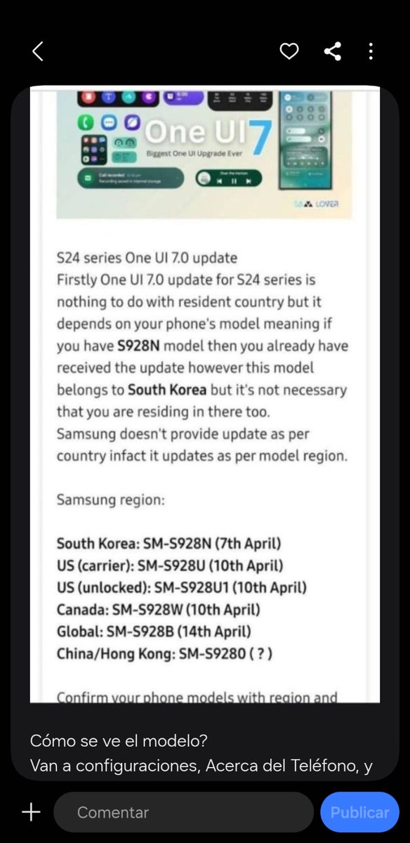 Juan_8523's tweet photo. @SamsungCO @SamsungMobileUS  saludos para cuando los llegara a los usuarios de Samsung s24  la nueva actualización https://t.co/GG2pubN1Ai