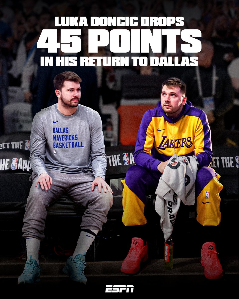 WHAT A HOMECOMING FOR LUKA 🔥 

Doncic dominates his old team and leads the Lakers to a W in Dallas 💪