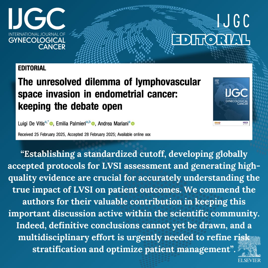 IJGC (@ijgconline) on Twitter photo #Editorial The unresolved dilemma of lymphovascular space invasion in #endometrialcancer: keeping the debate open
By <a href="/LuigiDEvitis/">Luigi De Vitis</a> <a href="/EmiliaPalmieri/">Emilia Palmieri</a> #AndreaMariani
π bit.ly/3XTH4H1
<a href="/pedroramirezMD/">Pedro T Ramirez</a> <a href="/HsuMd/">Arthur_HC_Hsu</a> <a href="/JayrajAarthi/">Aarthi S Jayraj</a> <a href="/AndreFernandes2/">Andreina Fernandes</a> <a href="/IGCSociety/">IGCS</a> <a href="/ESGO_society/">ESGO</a> #Editorial The unresolved dilemma of lymphovascular space invasion in #endometrialcancer: keeping the debate open
By <a href="/LuigiDEvitis/">Luigi De Vitis</a> <a href="/EmiliaPalmieri/">Emilia Palmieri</a> #AndreaMariani
π bit.ly/3XTH4H1
<a href="/pedroramirezMD/">Pedro T Ramirez</a> <a href="/HsuMd/">Arthur_HC_Hsu</a> <a href="/JayrajAarthi/">Aarthi S Jayraj</a> <a href="/AndreFernandes2/">Andreina Fernandes</a> <a href="/IGCSociety/">IGCS</a> <a href="/ESGO_society/">ESGO</a>