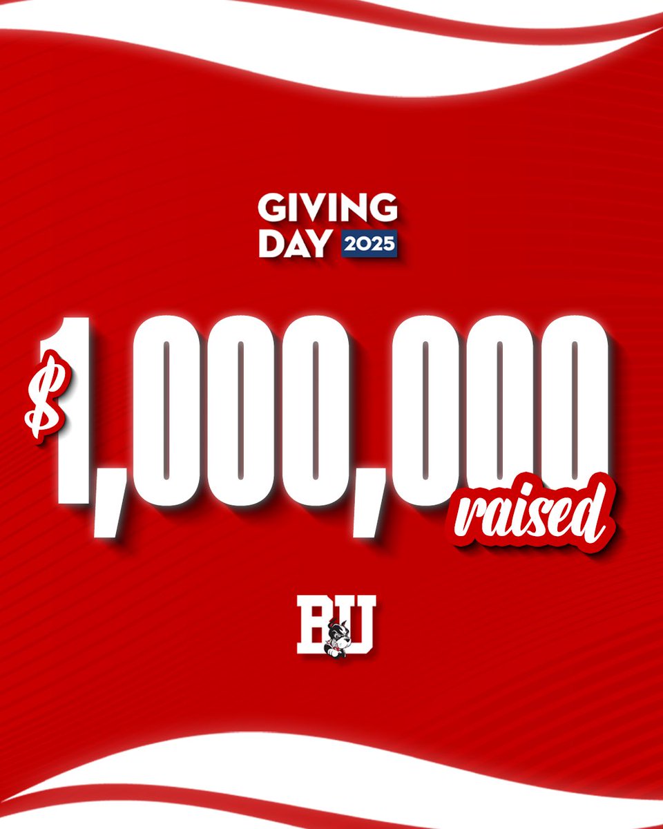 For the 8️⃣th straight Giving Day, you’ve helped us surpass the $1 million mark‼️

Thank you, Terrier Nation, for the incredible support!

And there’a still time to make a gift … visit GoTerriers.com/givingday.

#ProudToBU