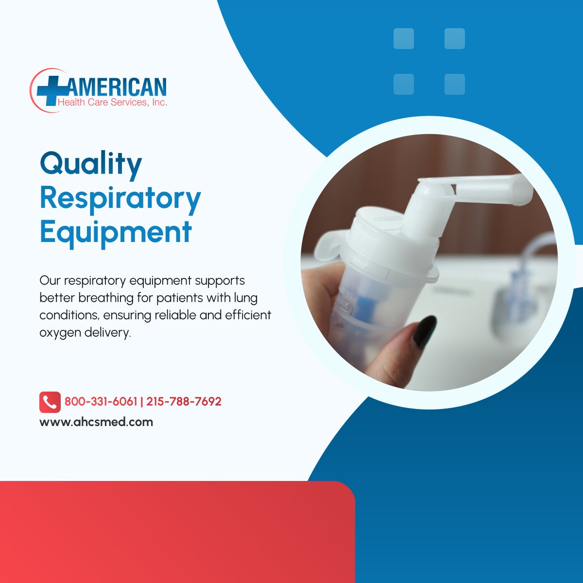 americanhcs's tweet photo. Breathe easier with our top-quality respiratory equipment! Get reliable oxygen delivery for improved comfort and health. Contact us for details!  

#BensalemPA #MedicalEquipmentAndSupplies #RespiratoryCare https://t.co/anvm6cAAHY