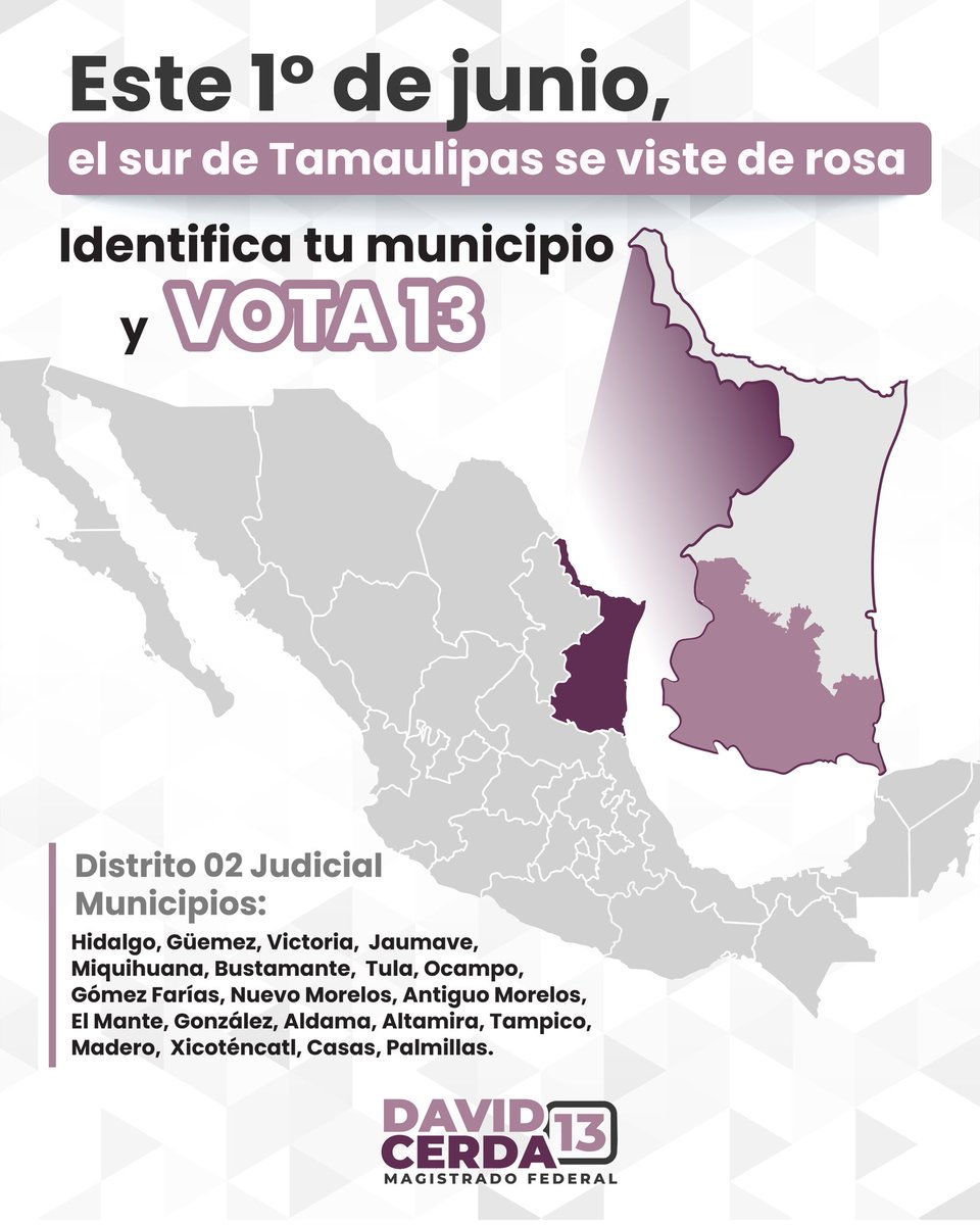 David_Cerda19's tweet photo. Este 1° de junio el sur de Tamaulipas se vestirá de rosa.
Soy David Cerda y quiero ser tu #MagistradoFederal, mi propuesta para este bello estado es una justicia más humana y sensible.
#PoderJudicialDeLaFederación
#PoderJudicial #DavidCerda #Elecciones2025
#MagistradoFederal13 #INE