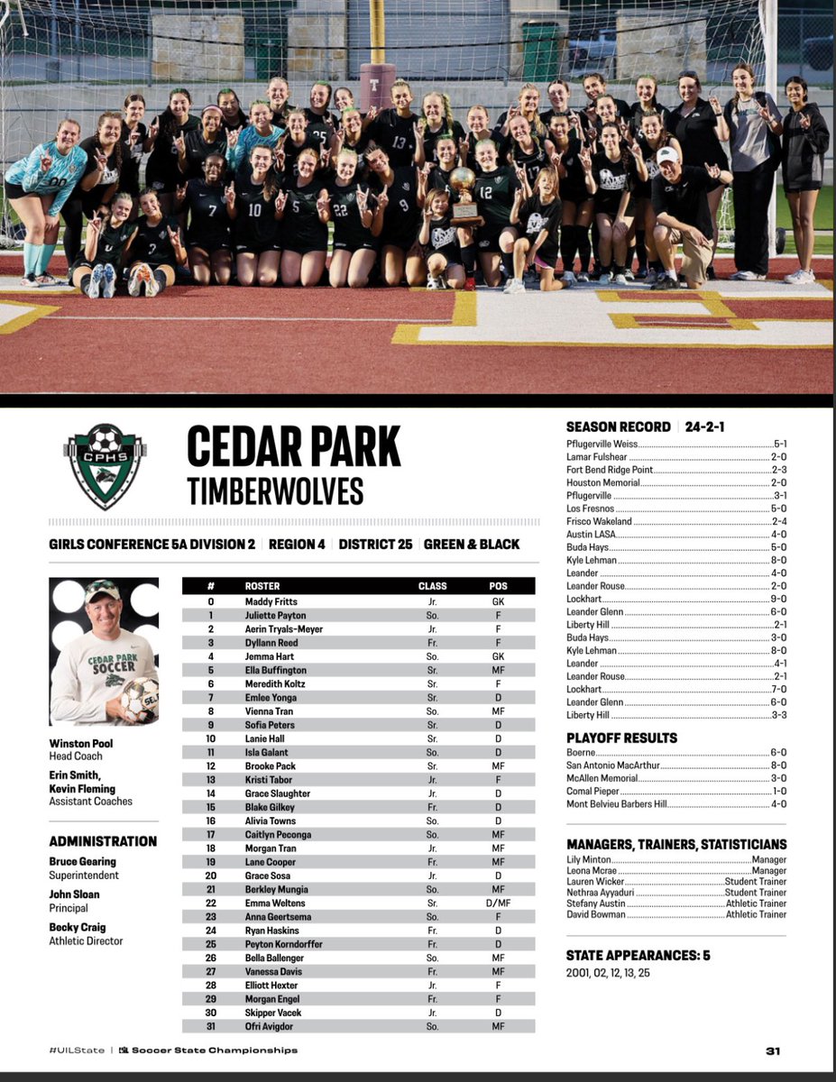 State Championship 11am Birkelbach Stadium Friday, let's bring the noise Cedar Park!!!
💚🖤💚