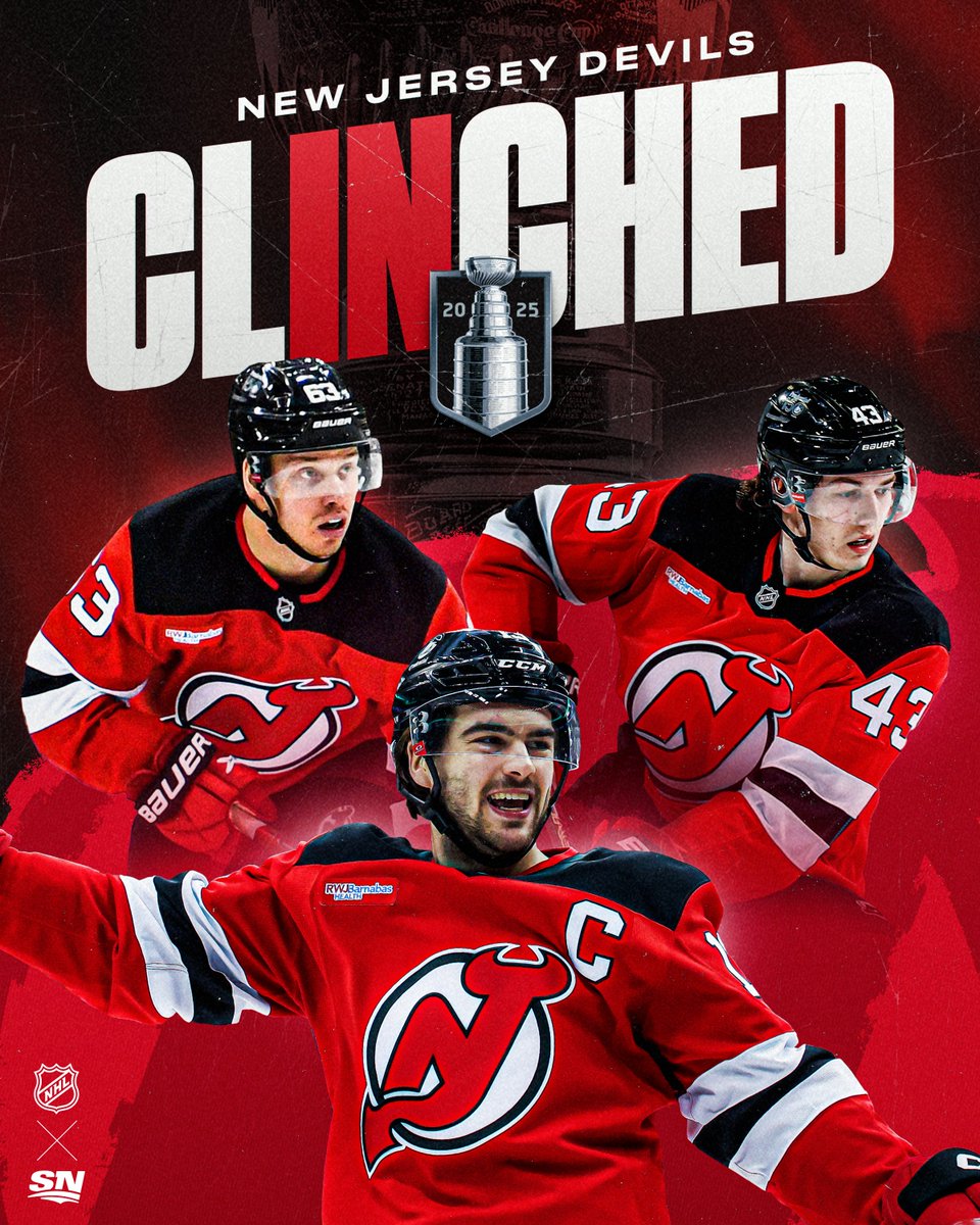 Sportsnet's tweet photo. SPEAK OF THE DEVILS! 😈

The @NJDevils punch their ticket to the #StanleyCup Playoffs 🎟️ https://t.co/JhexYhoaUa