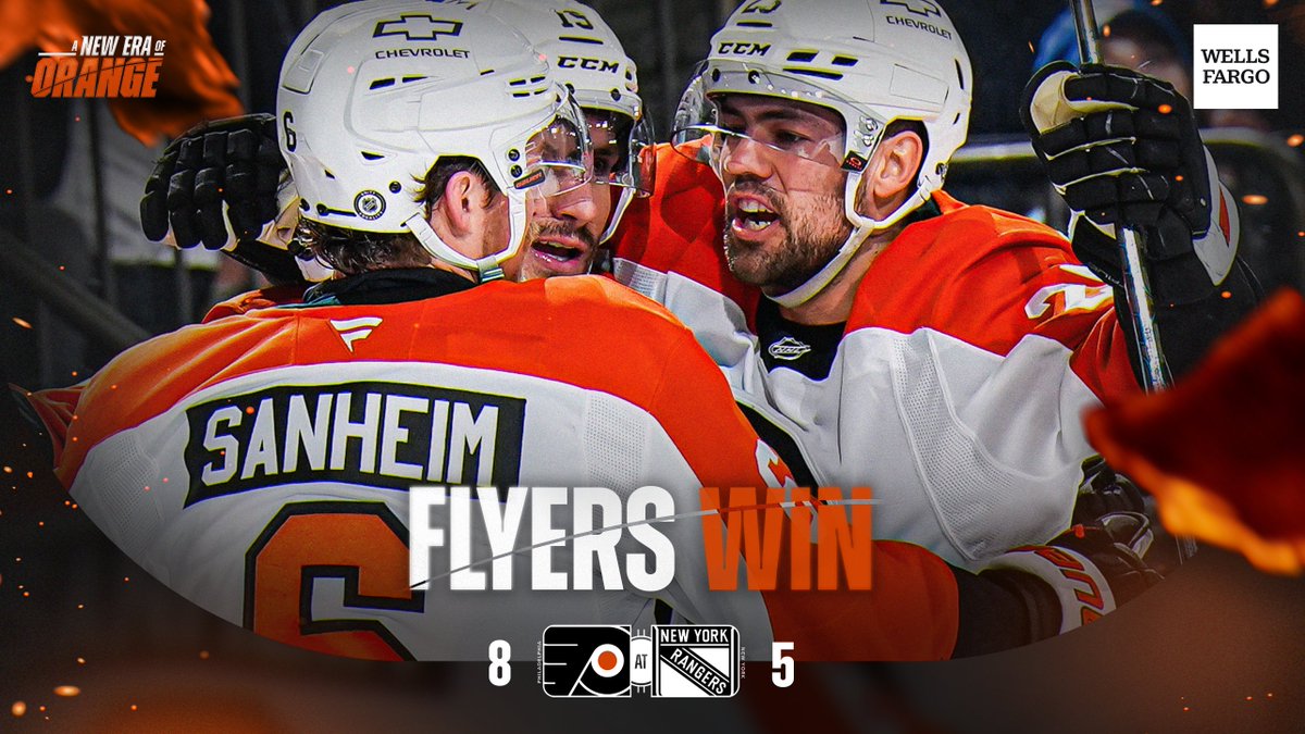NHLFlyers's tweet image. 🔶 FLYERS WIN 🔶

Big night in the Big Apple. 🍎

#PHIvsNYR | @WellsFargo